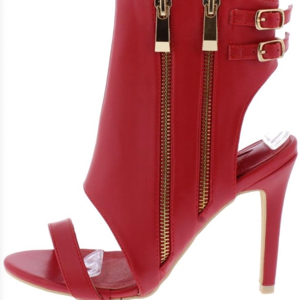 New Red Cut Out Zipper Design Heels